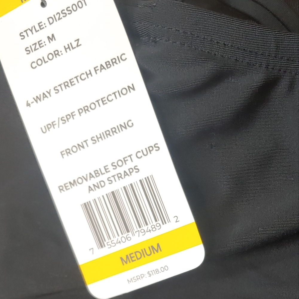 DKNY One Pc Swimsuit Woman Med Black Slimming Strapless Tummy Control New - Picture 6 of 8